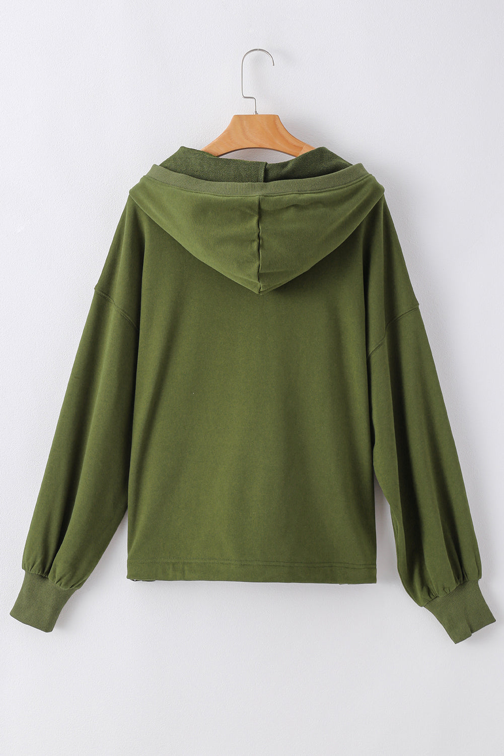 Parchment Solid Kangaroo Pocket Half Zipper Oversized Hoodie