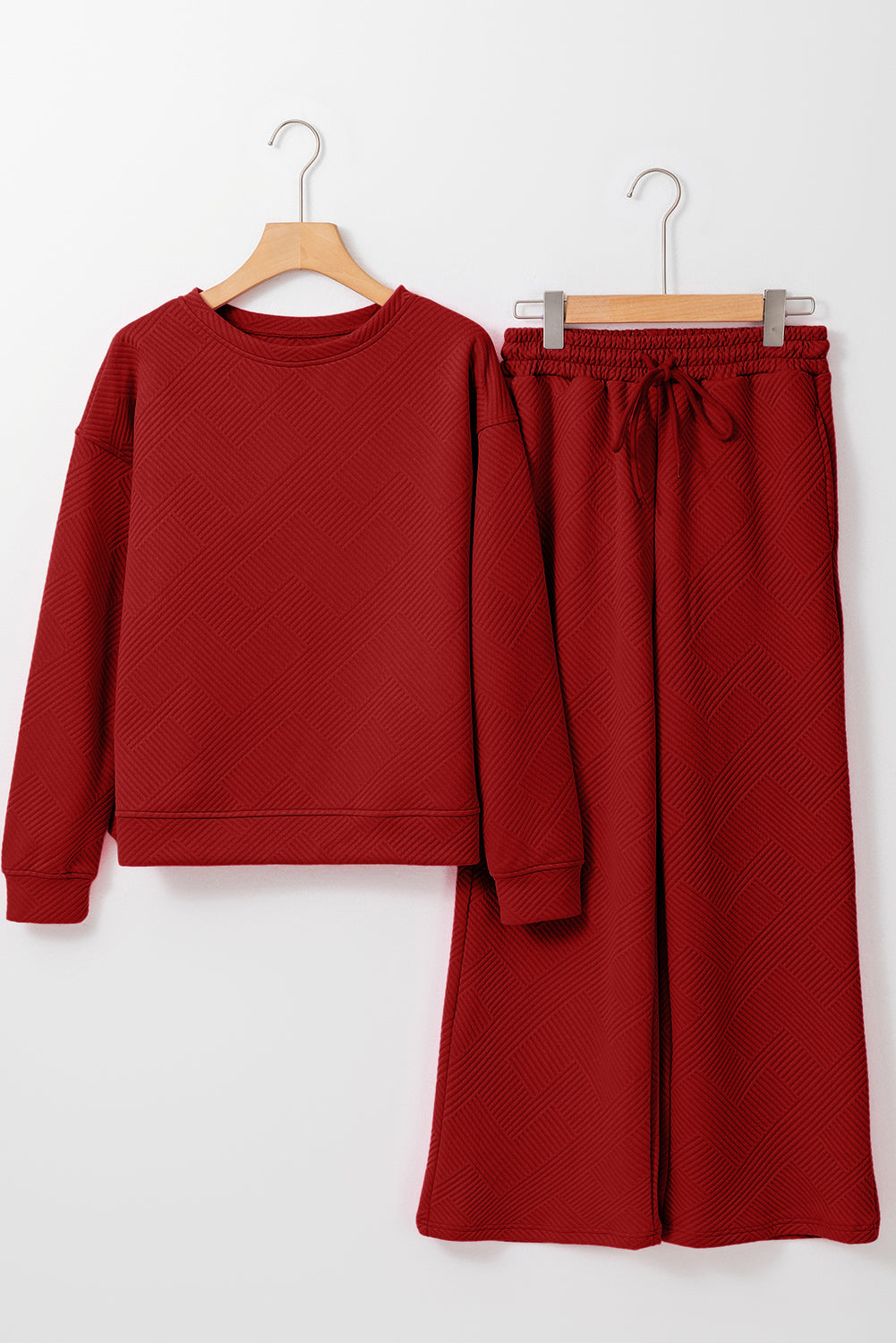 Gray Ultra Loose Textured 2pcs Slouchy Outfit
