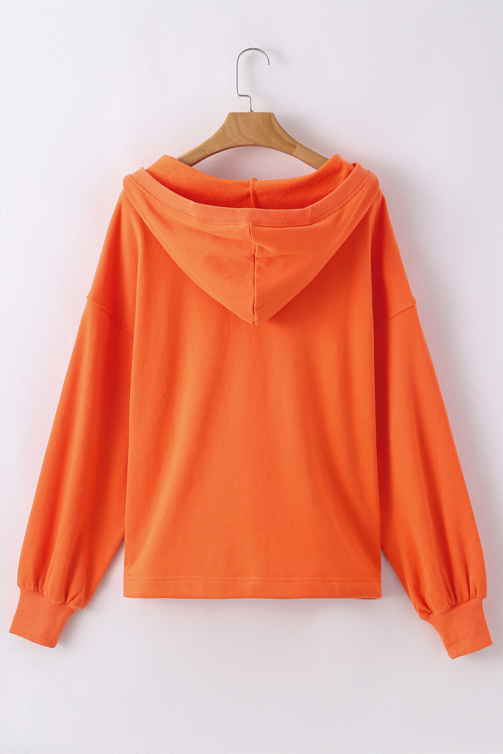 Parchment Solid Kangaroo Pocket Half Zipper Oversized Hoodie