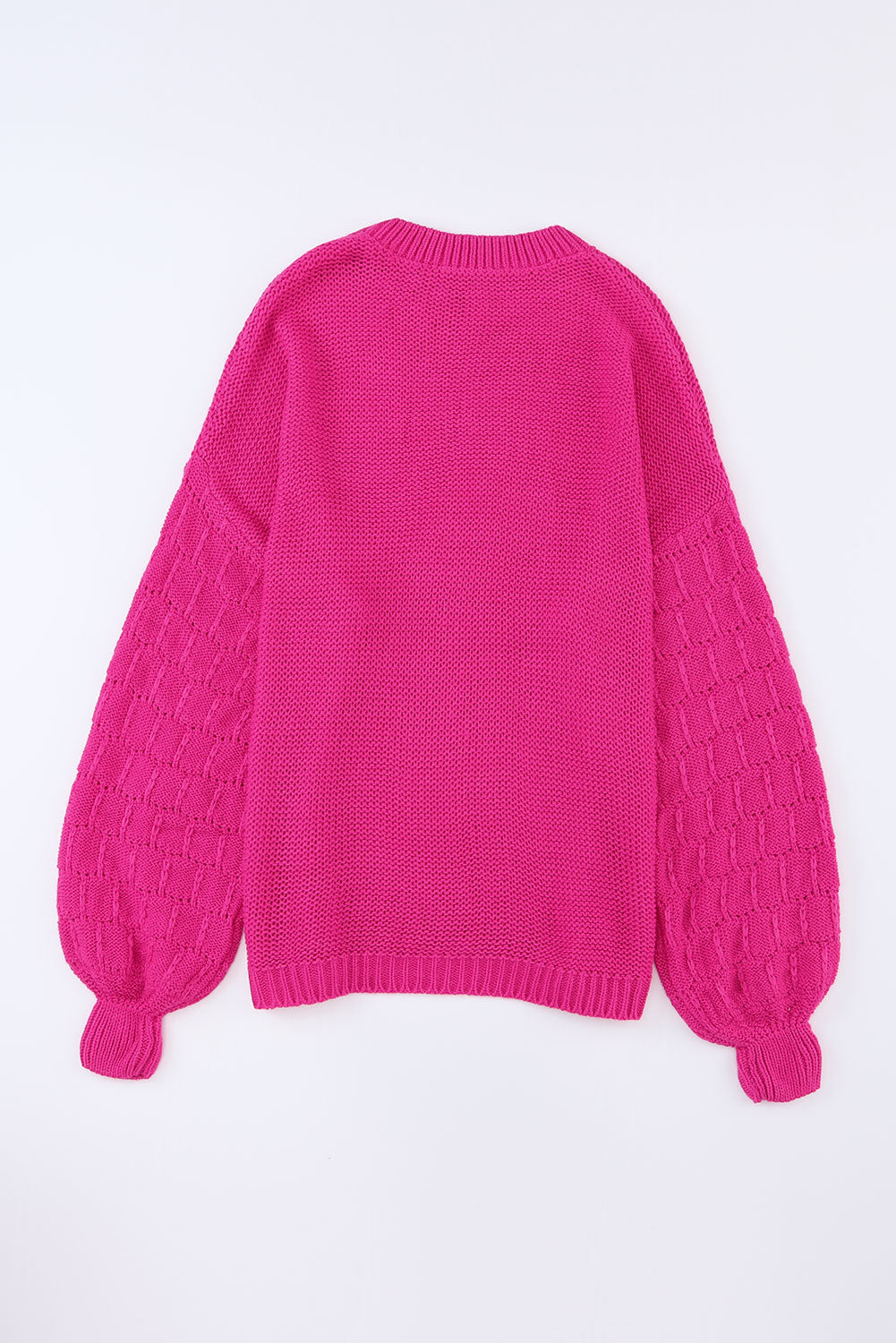 Khaki Hollowed Bubble Sleeve Knit Sweater