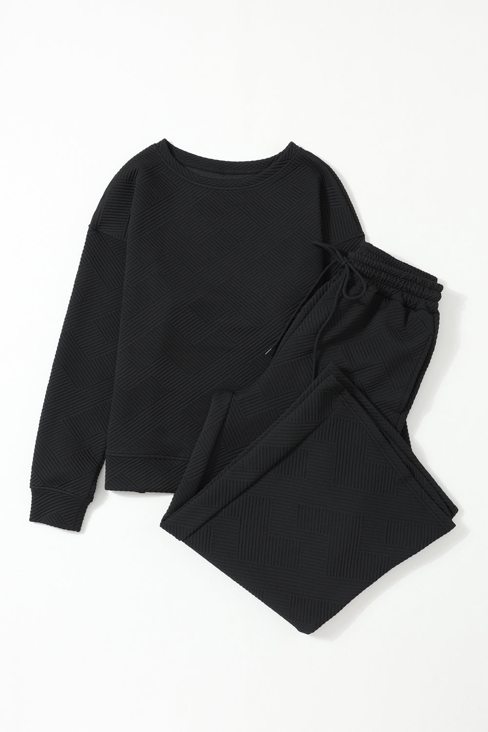 Gray Ultra Loose Textured 2pcs Slouchy Outfit