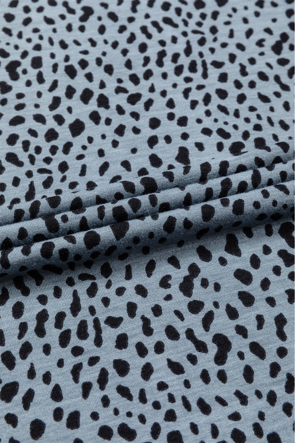 Gray Animal Spotted Print Round Neck Long Sleeve Top