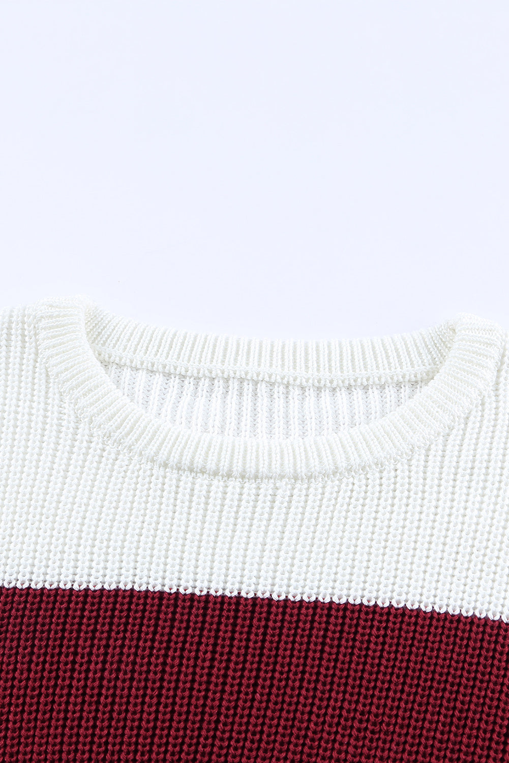 Color Block Knitted O-neck Pullover Sweater