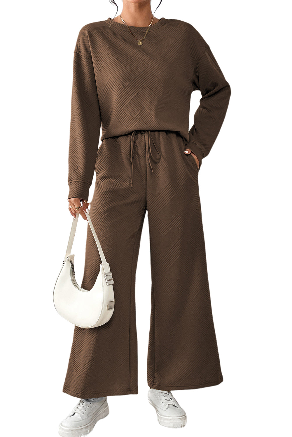 Gray Ultra Loose Textured 2pcs Slouchy Outfit