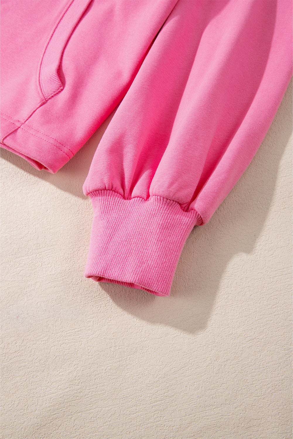 Parchment Solid Kangaroo Pocket Half Zipper Oversized Hoodie