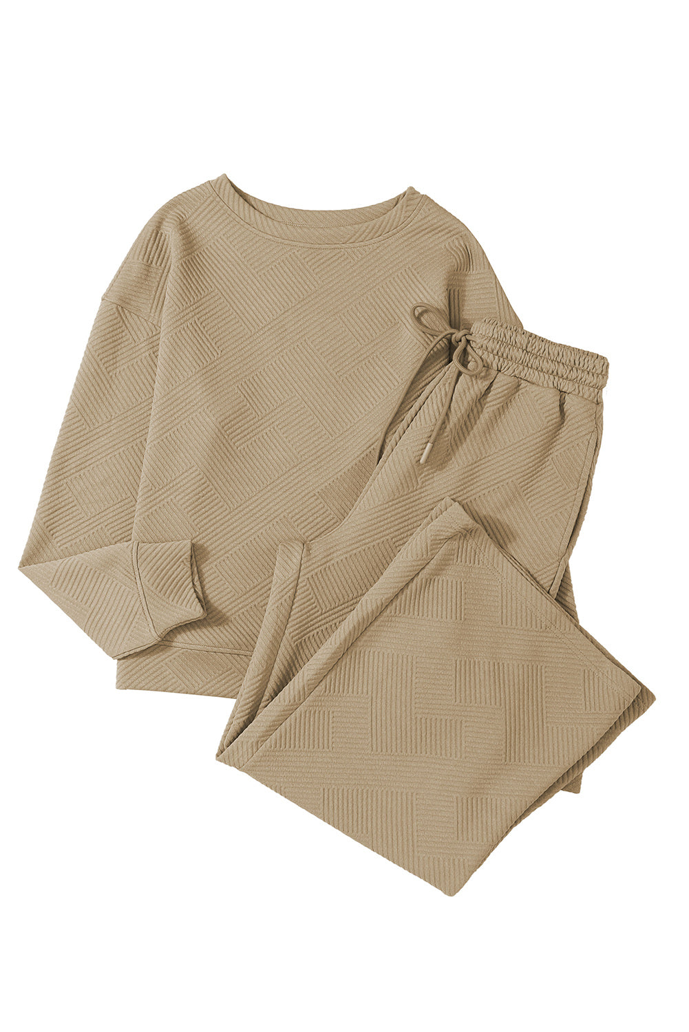 Gray Ultra Loose Textured 2pcs Slouchy Outfit