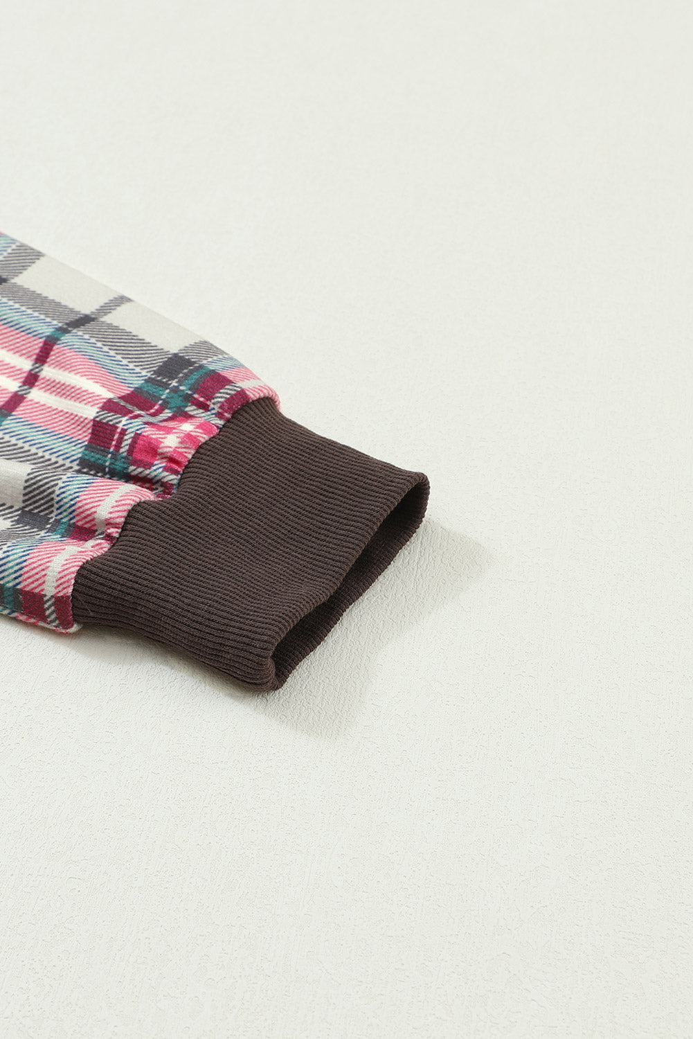 Apricot Plaid Raglan Sleeve Sweatshirt