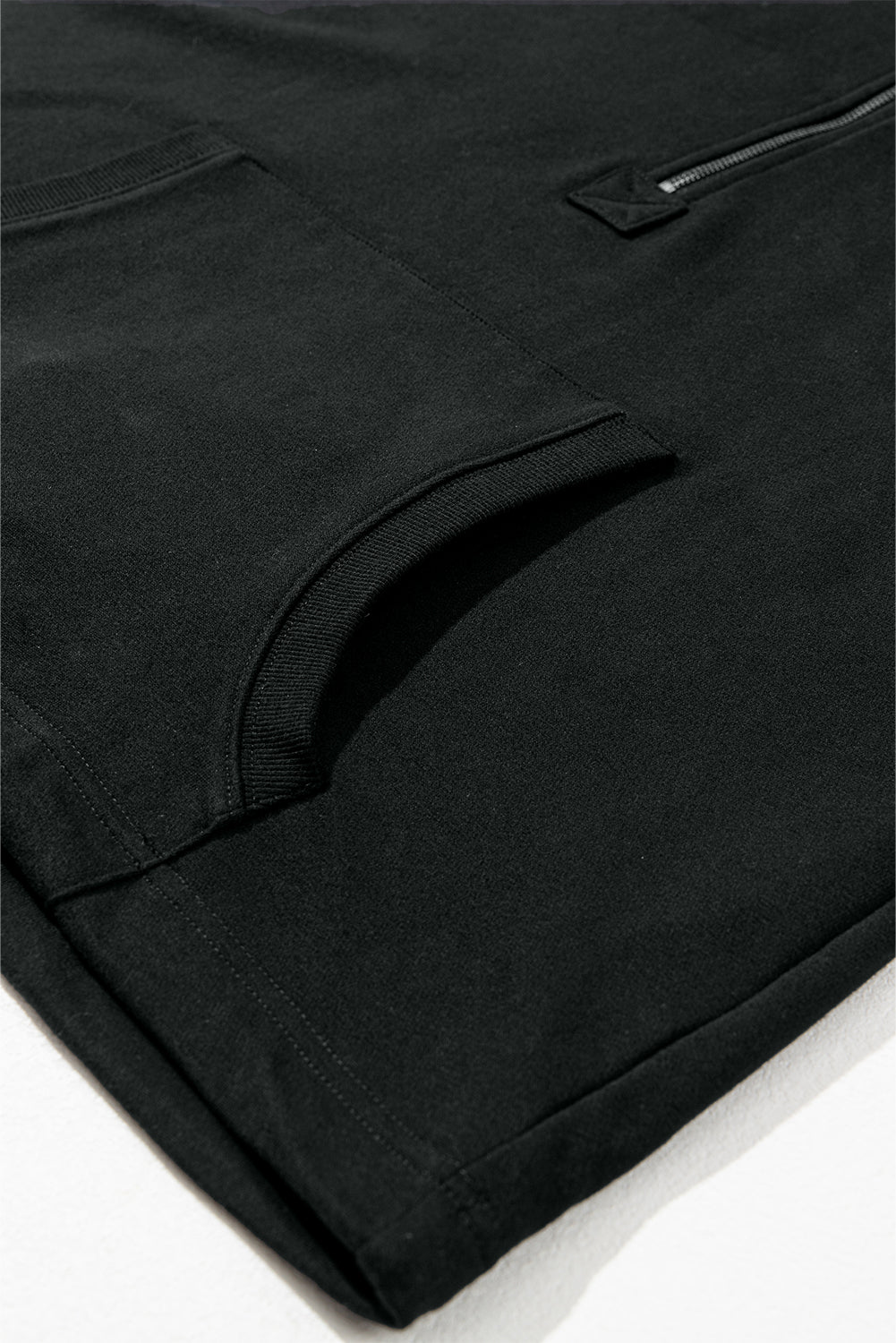 Parchment Solid Kangaroo Pocket Half Zipper Oversized Hoodie