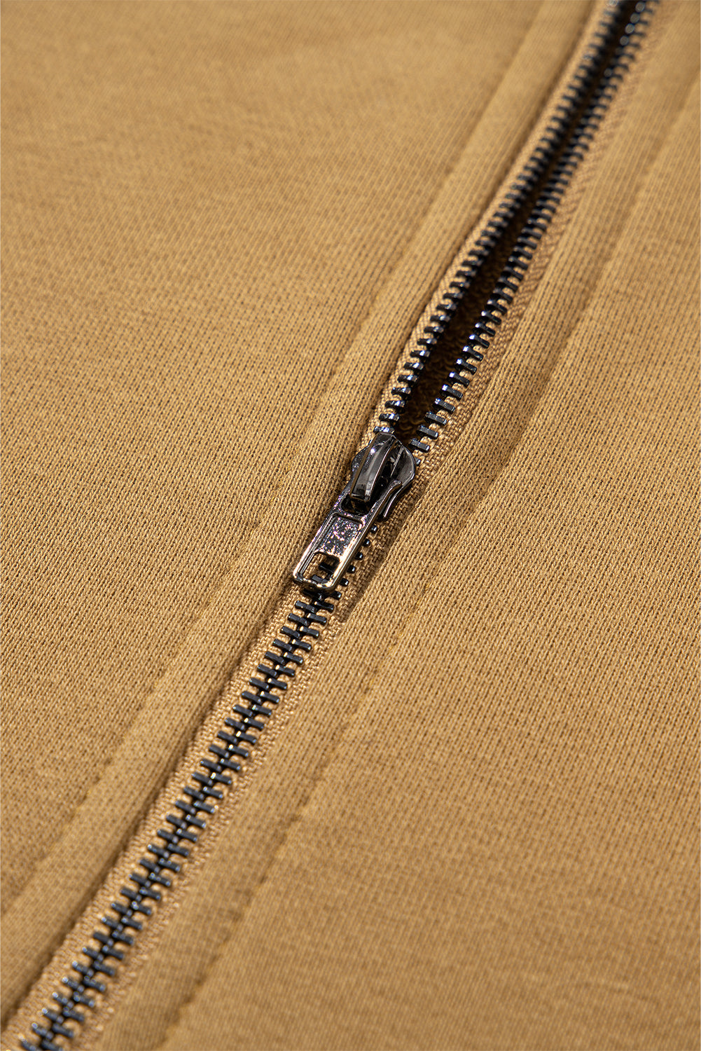 Parchment Solid Kangaroo Pocket Half Zipper Oversized Hoodie