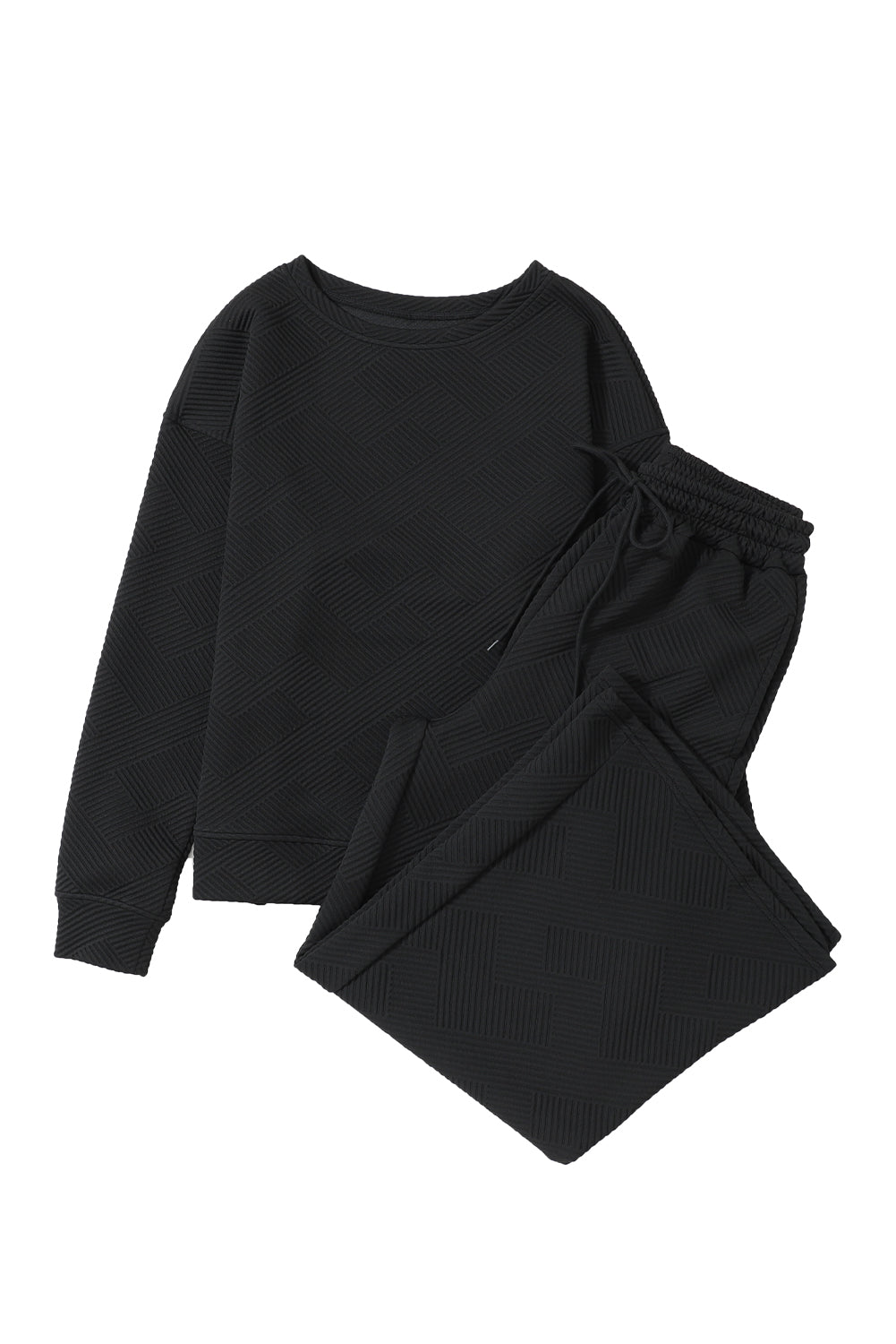 Gray Ultra Loose Textured 2pcs Slouchy Outfit