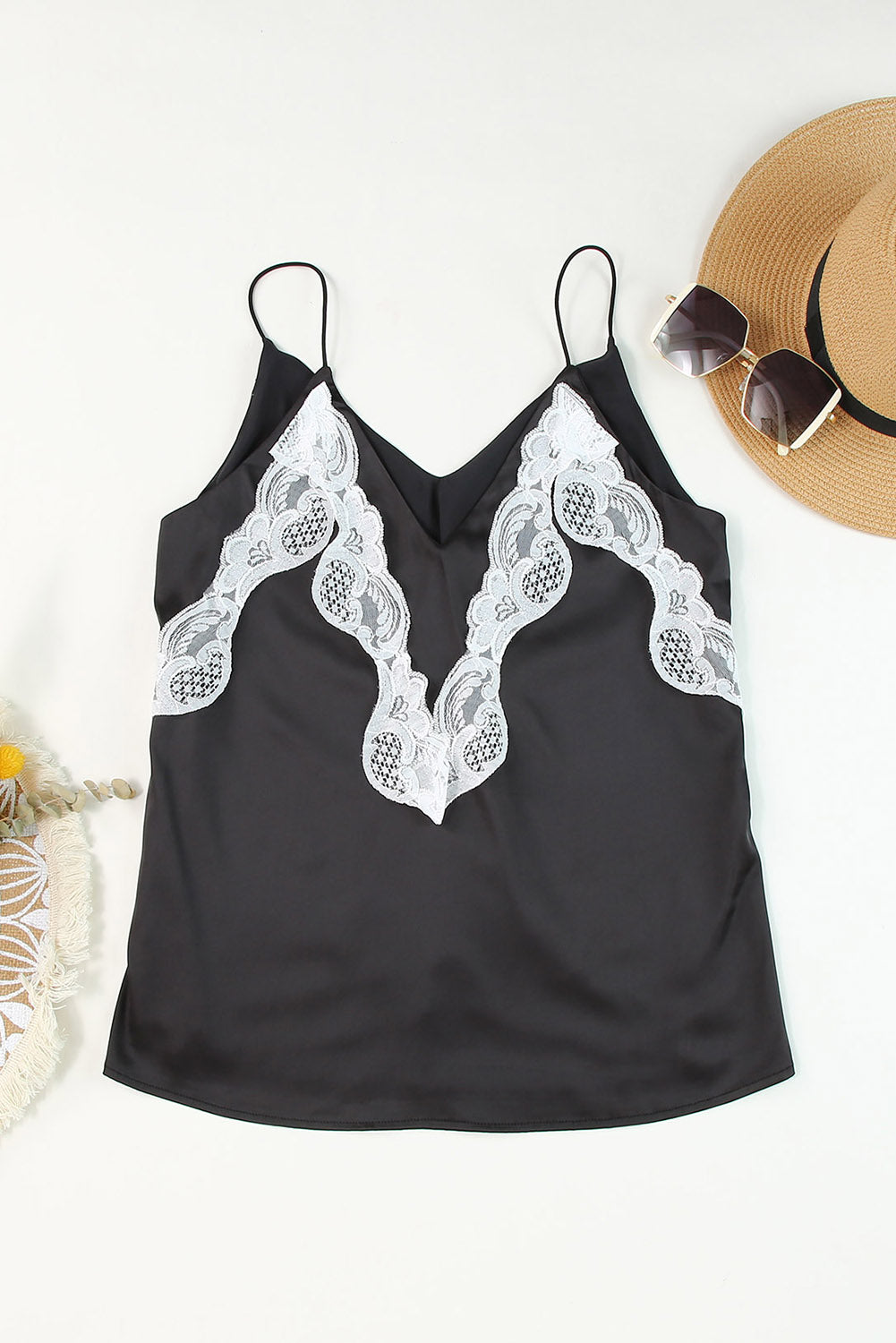 Lace Splicing Spaghetti Straps Vest