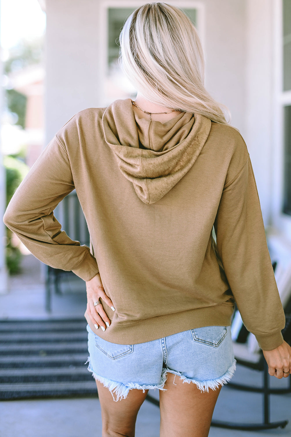 Khaki Kangaroo Pocket Boyfriend Hoodie