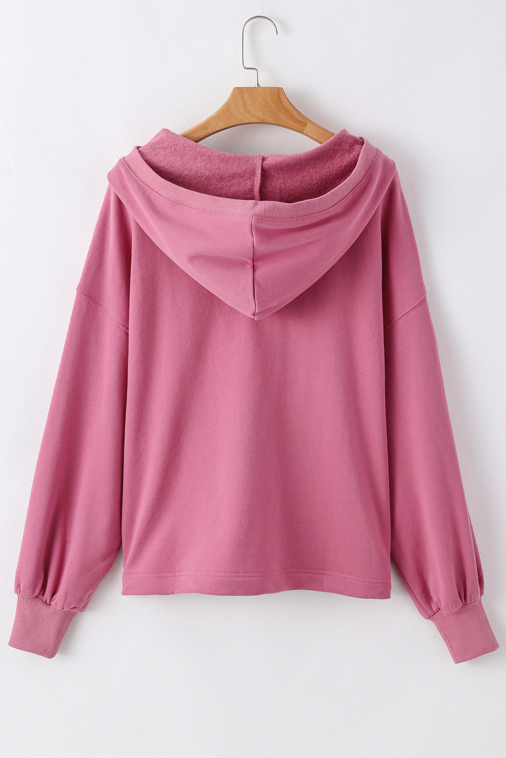 Parchment Solid Kangaroo Pocket Half Zipper Oversized Hoodie