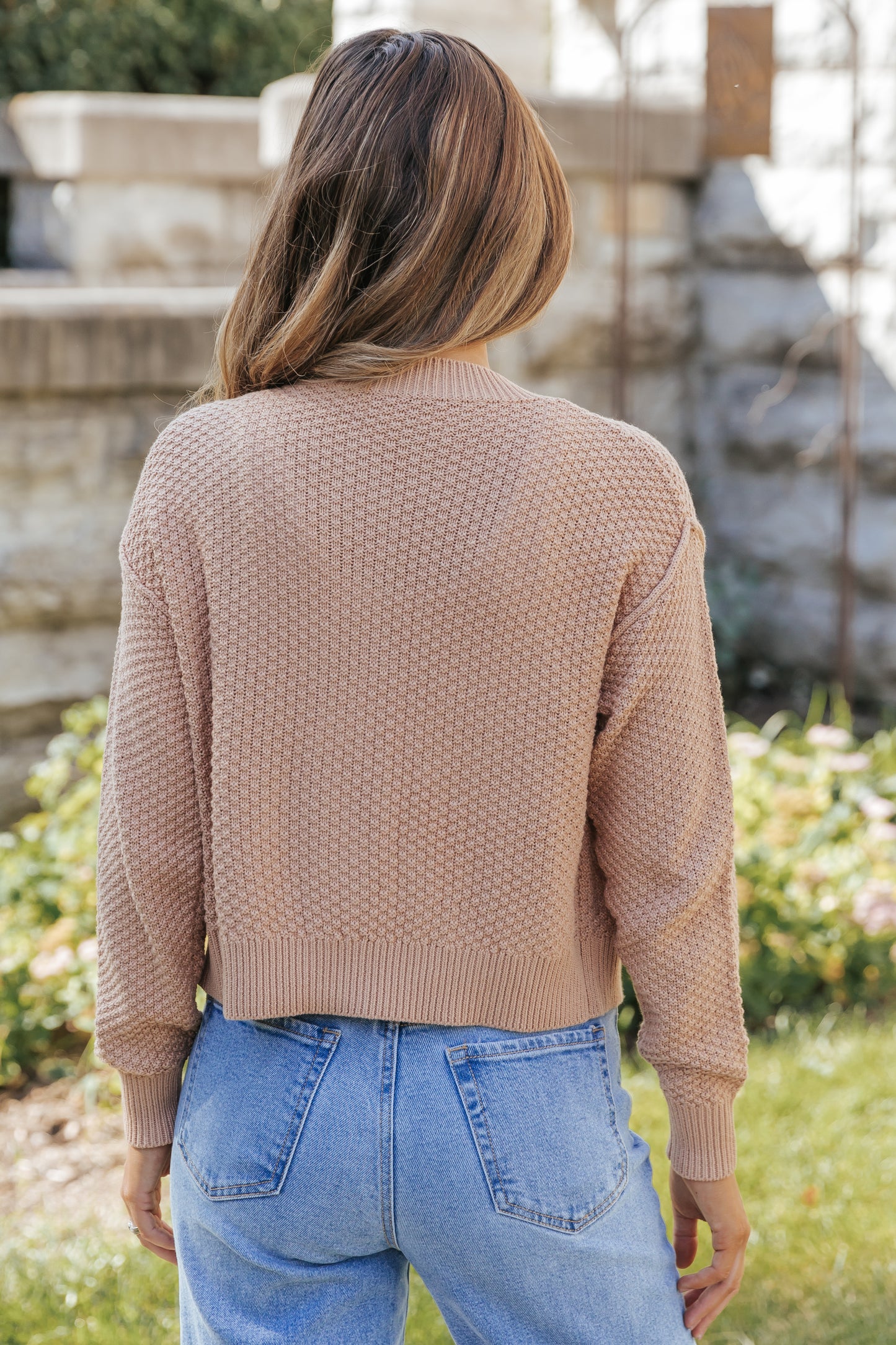 Khaki Button Front Drop Shoulder Knitted Cardigan