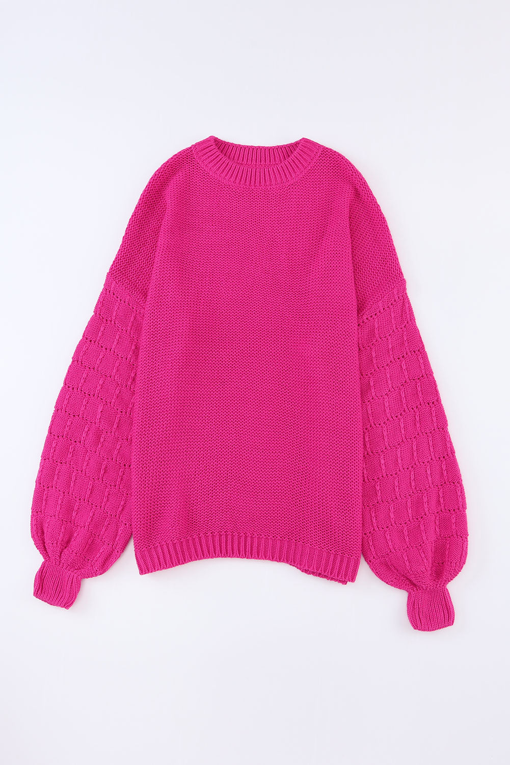 Khaki Hollowed Bubble Sleeve Knit Sweater