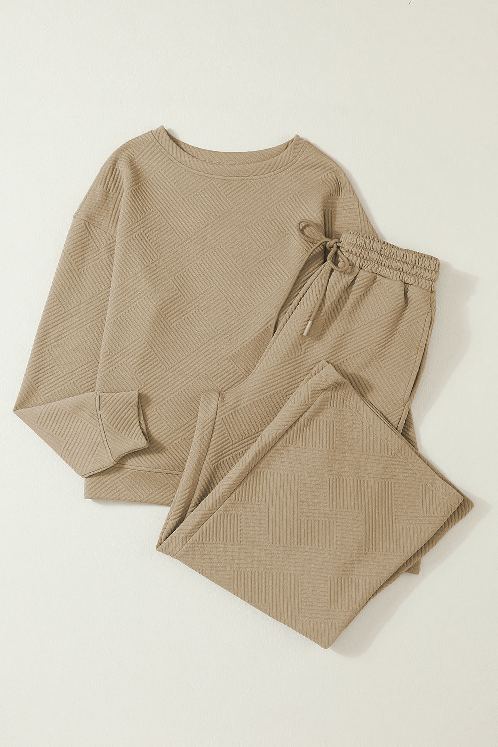 Gray Ultra Loose Textured 2pcs Slouchy Outfit