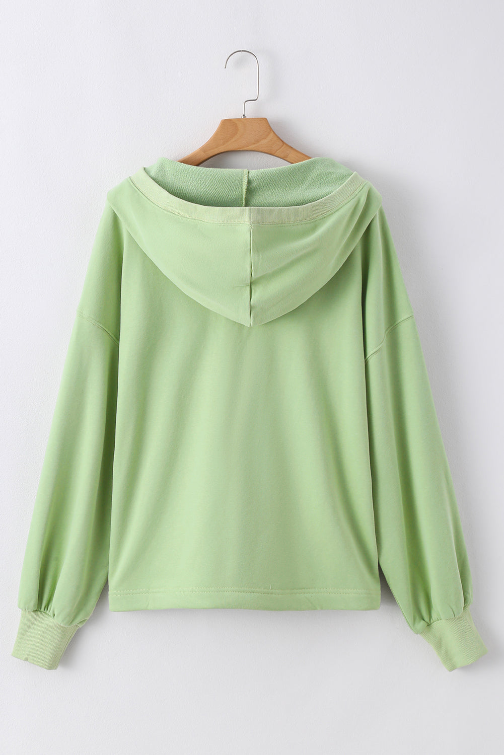 Parchment Solid Kangaroo Pocket Half Zipper Oversized Hoodie