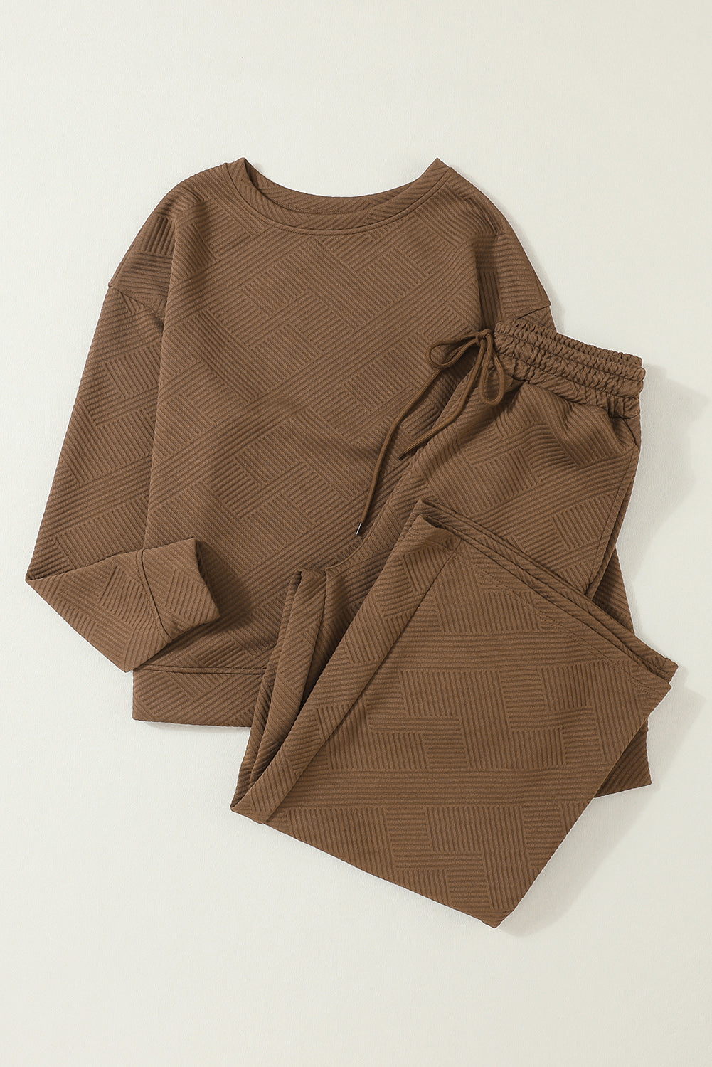 Gray Ultra Loose Textured 2pcs Slouchy Outfit