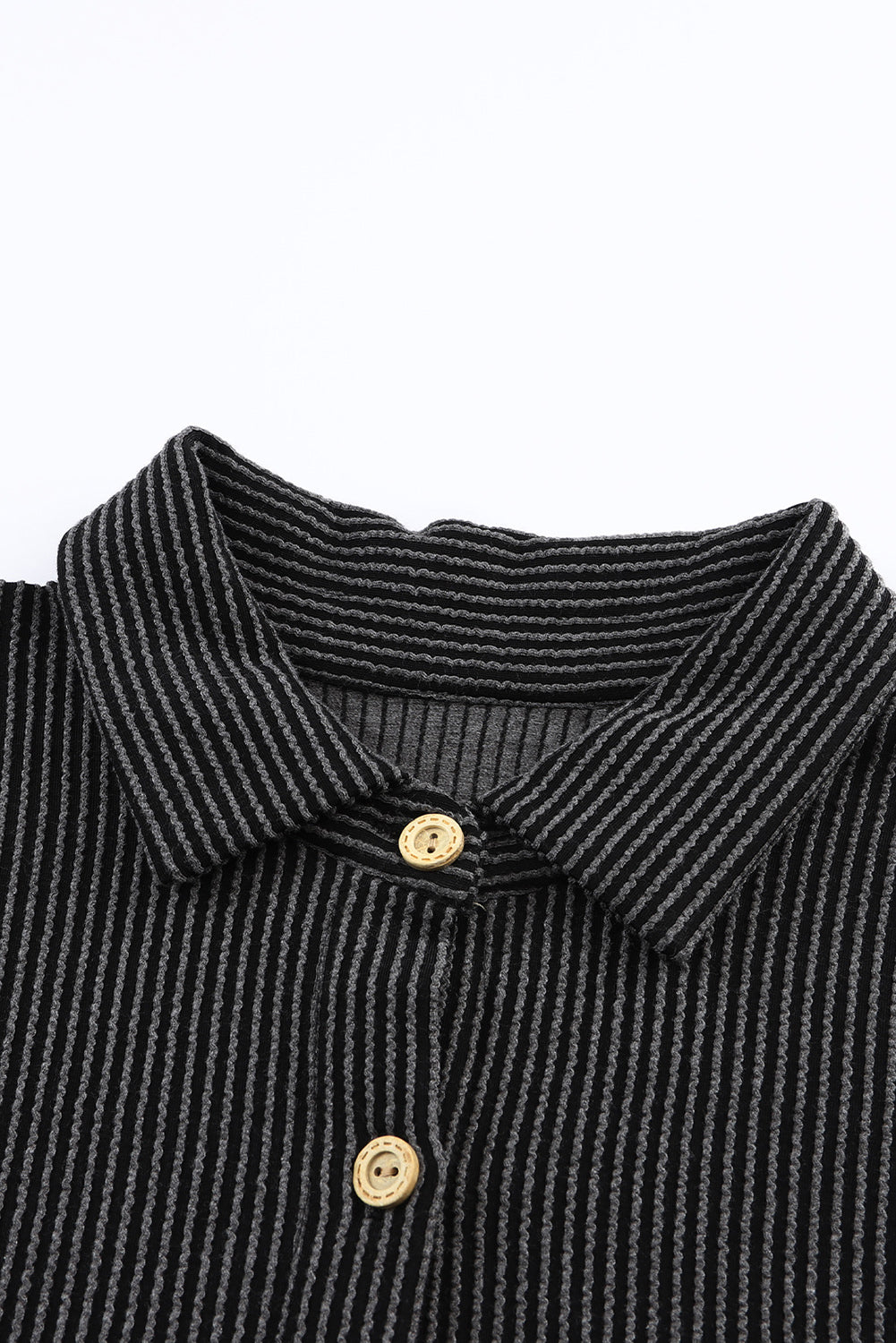 Pink Roll Tab Sleeve Ribbed Cording Shacket