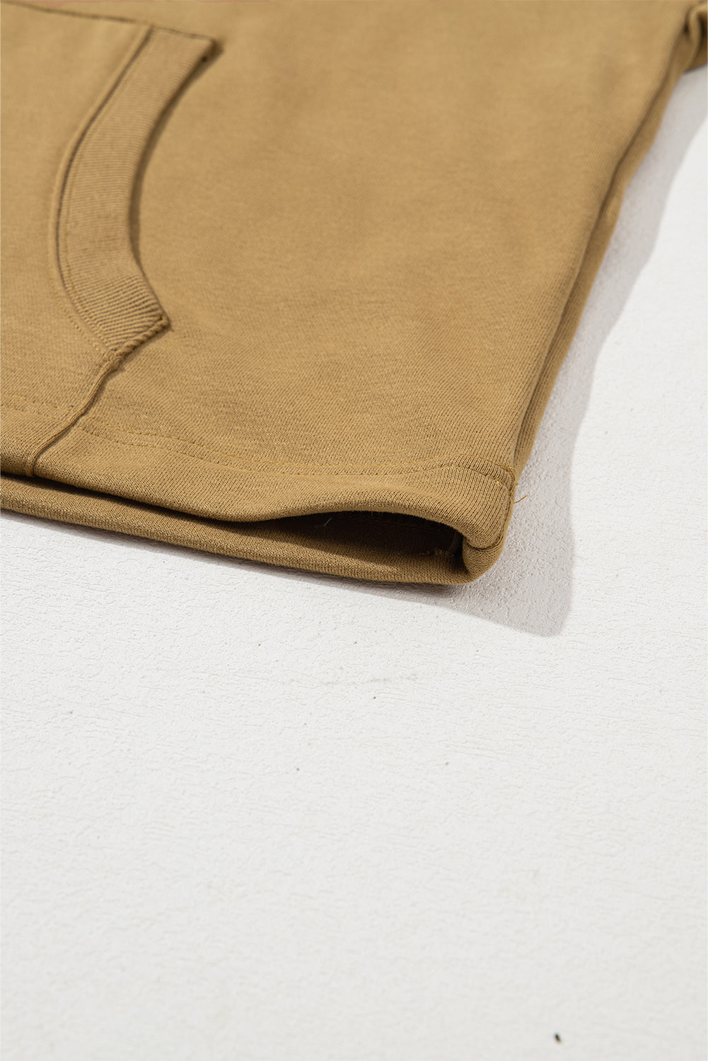 Parchment Solid Kangaroo Pocket Half Zipper Oversized Hoodie