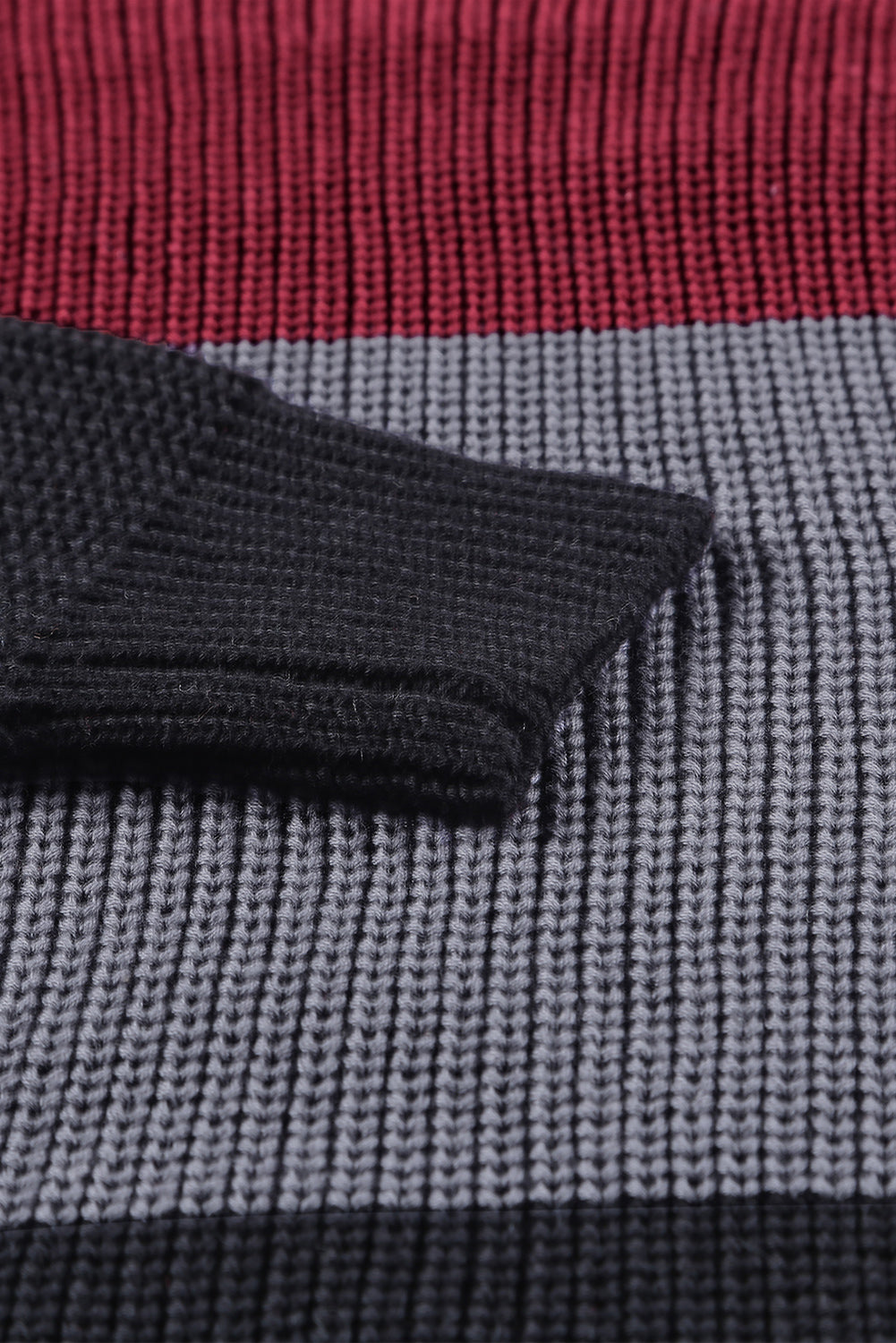 Color Block Knitted O-neck Pullover Sweater