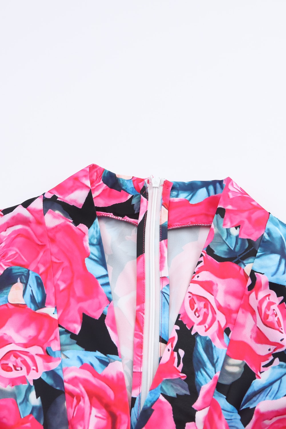 Rose Deep V Neck Long Sleeve Floral Romper