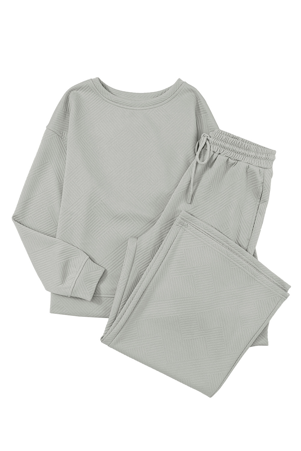Gray Ultra Loose Textured 2pcs Slouchy Outfit
