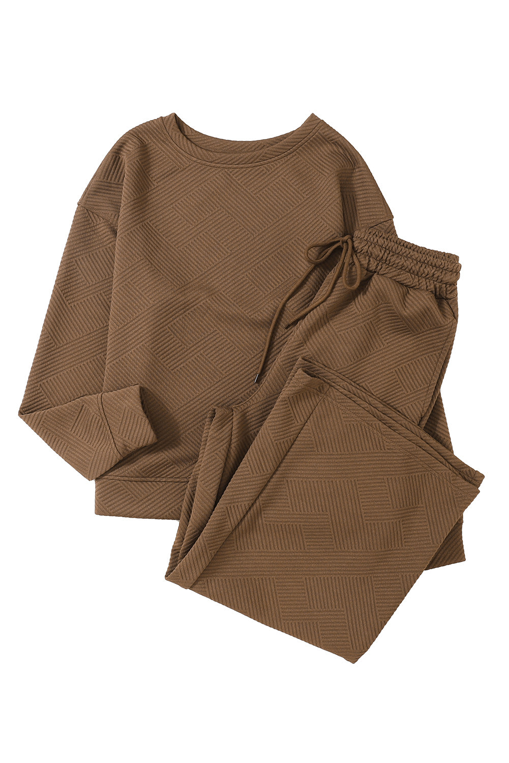 Gray Ultra Loose Textured 2pcs Slouchy Outfit
