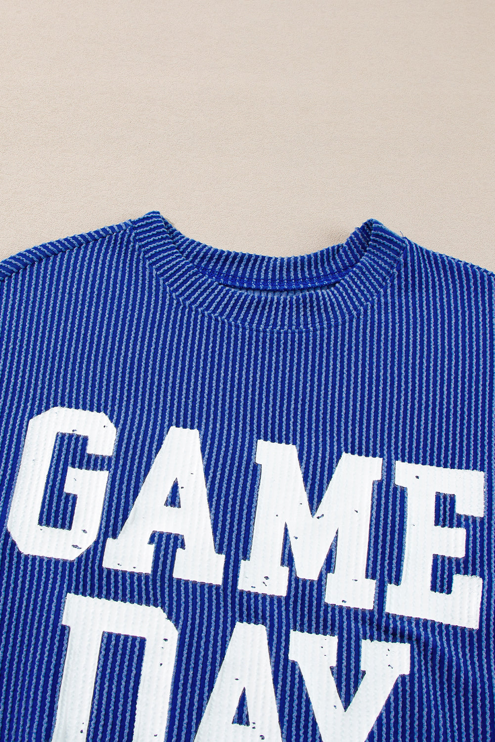 Dark Grey Corded GAME DAY Graphic Long Sleeve Crewneck Top