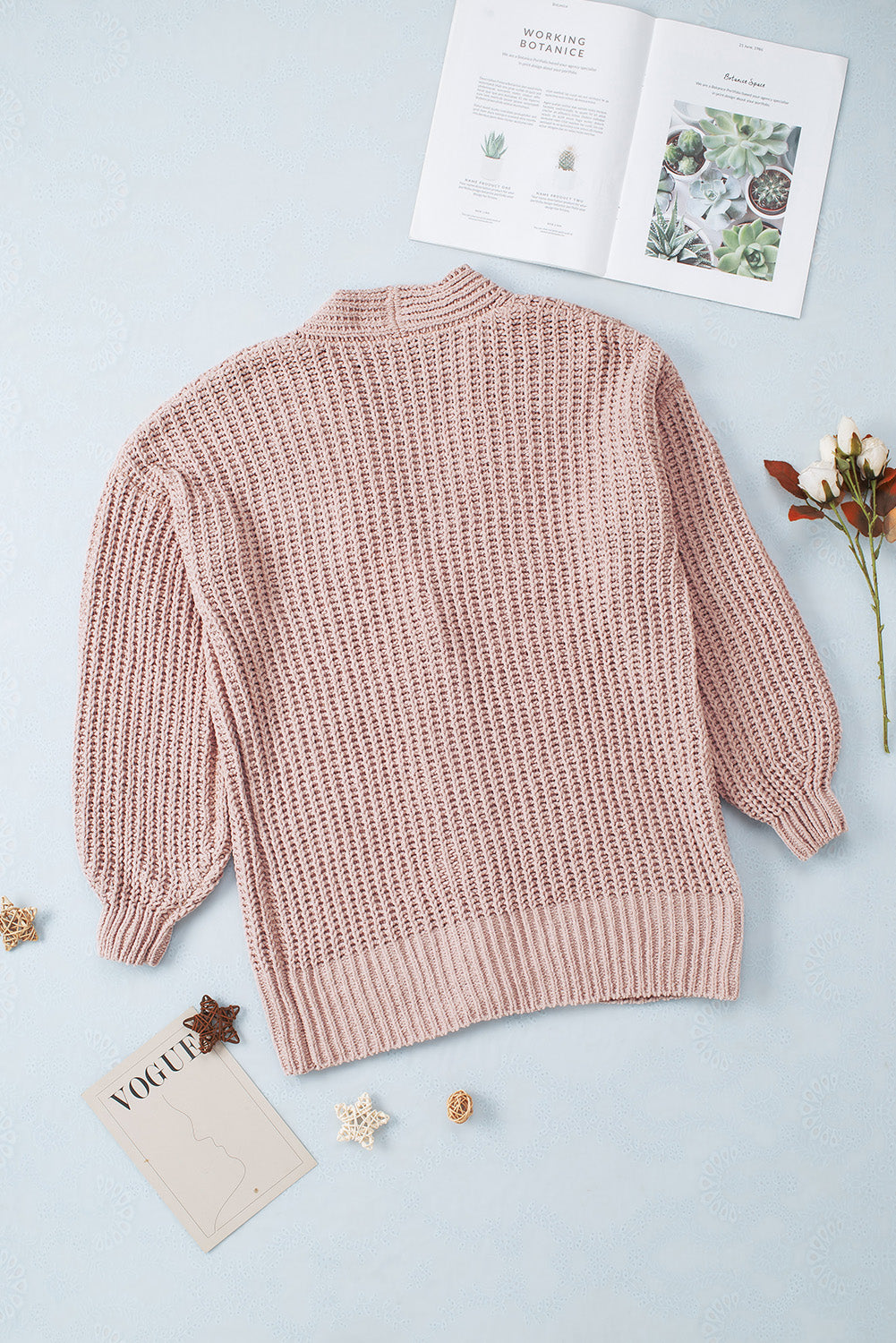 Khaki Buttoned Front Drop Shoulder Knitted Cardigan