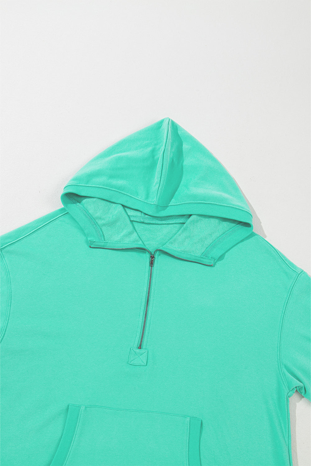 Parchment Solid Kangaroo Pocket Half Zipper Oversized Hoodie