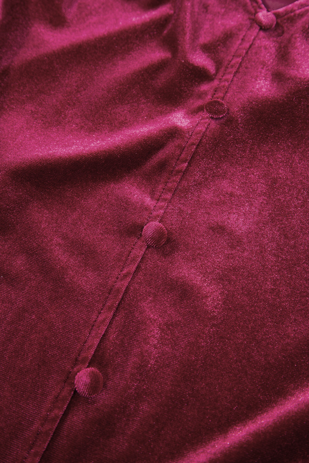 Evergreen Sequin Patchwork Sleeve Button Up Velvet Top