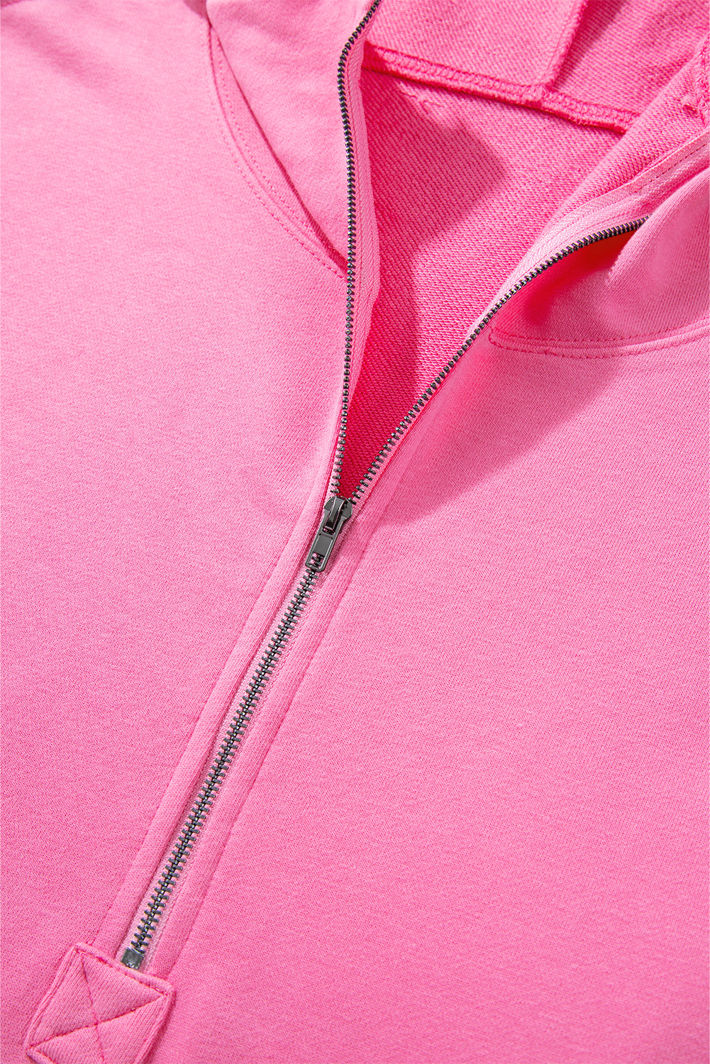 Parchment Solid Kangaroo Pocket Half Zipper Oversized Hoodie