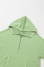 Parchment Solid Kangaroo Pocket Half Zipper Oversized Hoodie