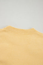 White Cute Flower Applique Short Sleeve Sweater