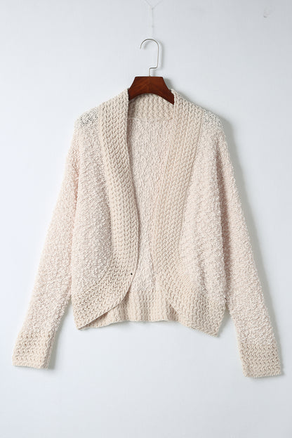 Apricot Popcorn Knit Open Front Cardigan