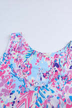 Sky Blue Loose Painted Floral Tee