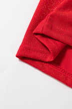 Black Metallic Bowknot Open Back V Neck Top