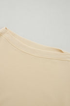 Beige Buttoned Sleeve Dropped Shoulder Sweatshirt