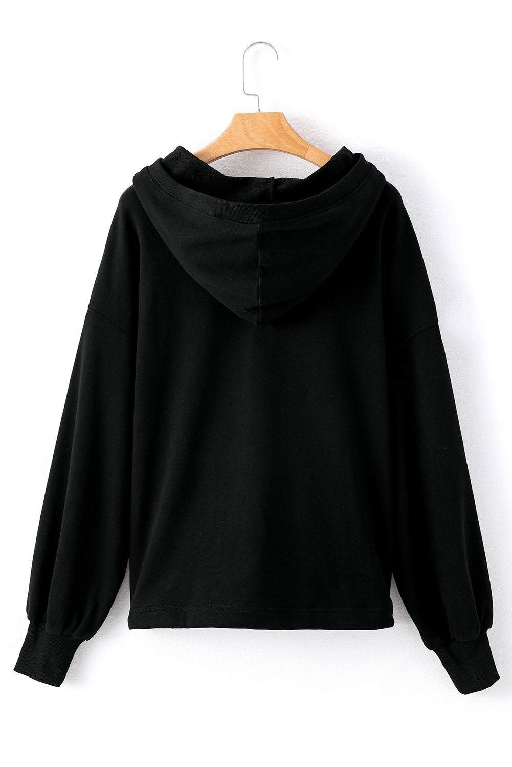 Parchment Solid Kangaroo Pocket Half Zipper Oversized Hoodie