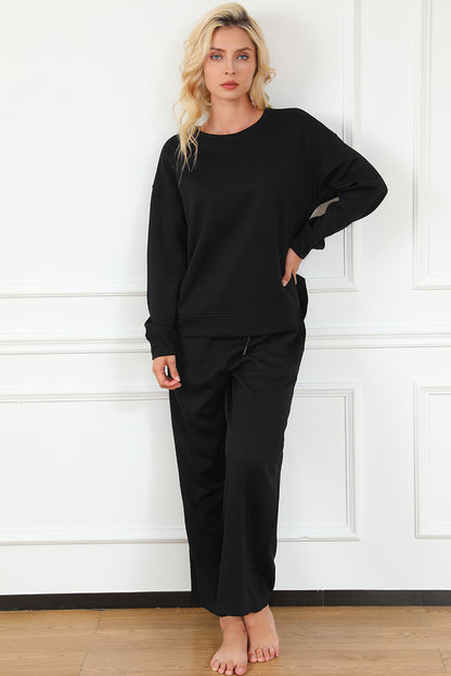 Gray Ultra Loose Textured 2pcs Slouchy Outfit