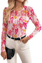 Rose Valentine Heart Mesh Long Sleeve Top