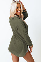 Pink Waffle Knit Button Up Casual Shirt