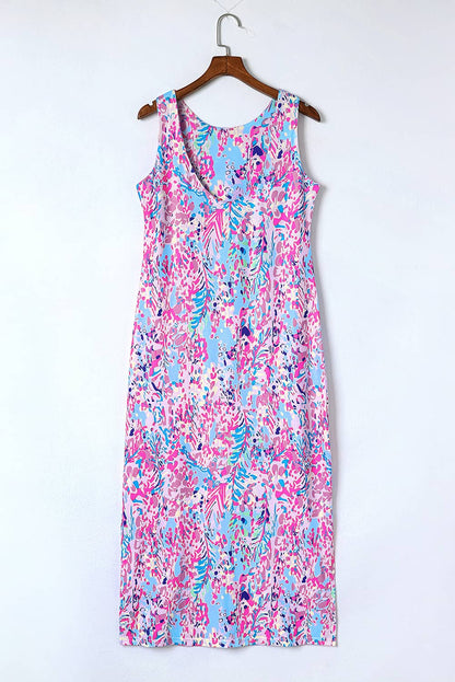Sky Blue Loose Painted Floral Tee