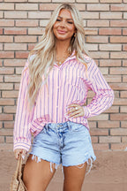 Pink Stripe Chest Pocket Casual Shirt