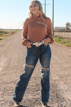 Brown Corded One Shoulder Tank with Puff Sleeve Bolero Set