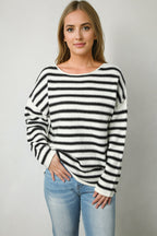 Yellow Striped Drop Shoulder Oversized Sweater