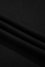 Black Sequin Bishop Sleeve U Neck Mini Sweater Dress