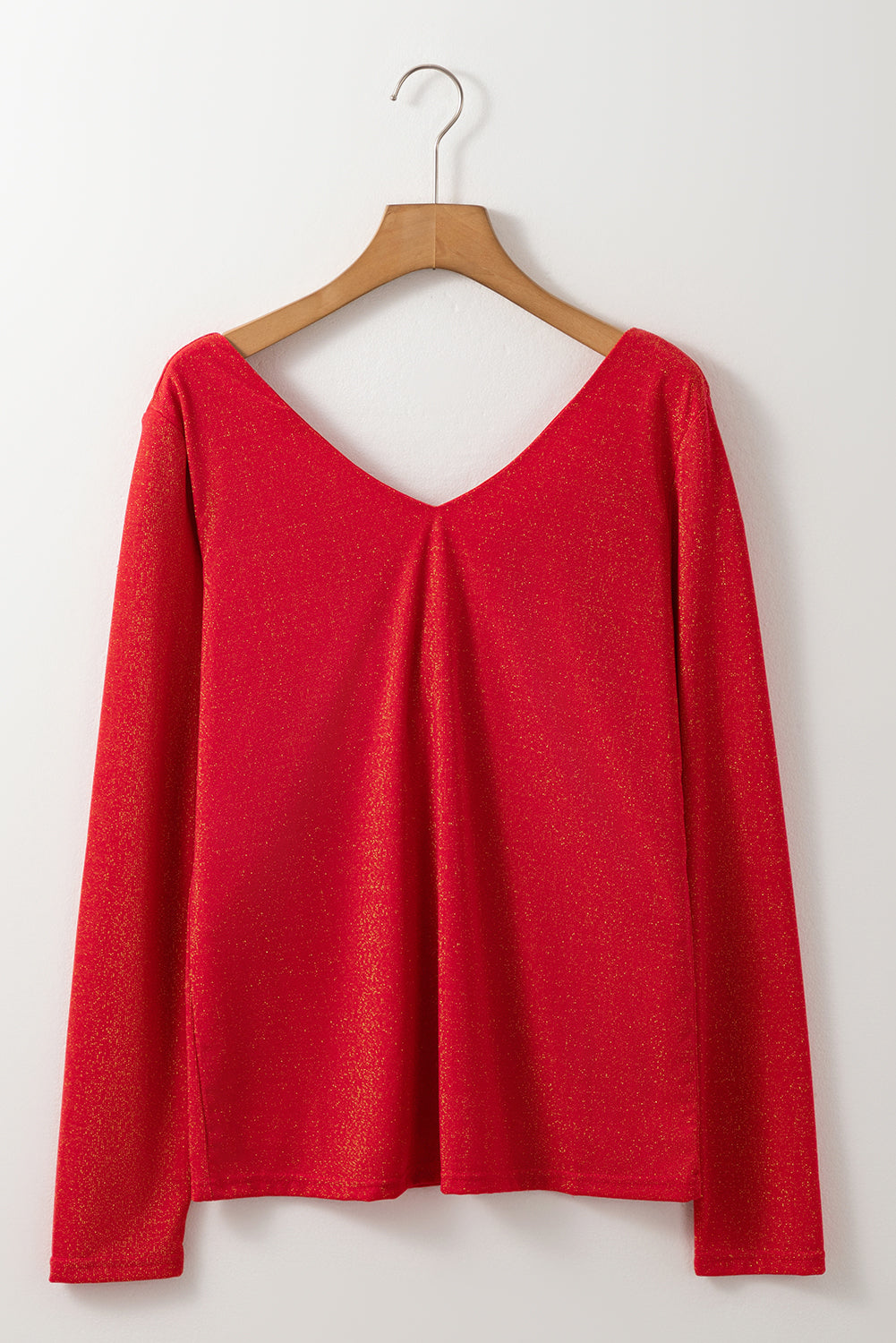 Black Metallic Bowknot Open Back V Neck Top