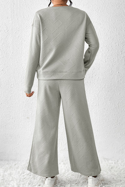 Gray Ultra Loose Textured 2pcs Slouchy Outfit